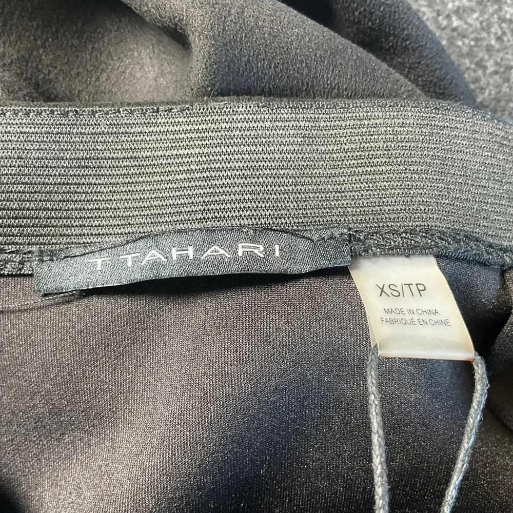 T Tahari Pencil Skirt Womens XS Black Faux Leather Minimalist Office Cocktail